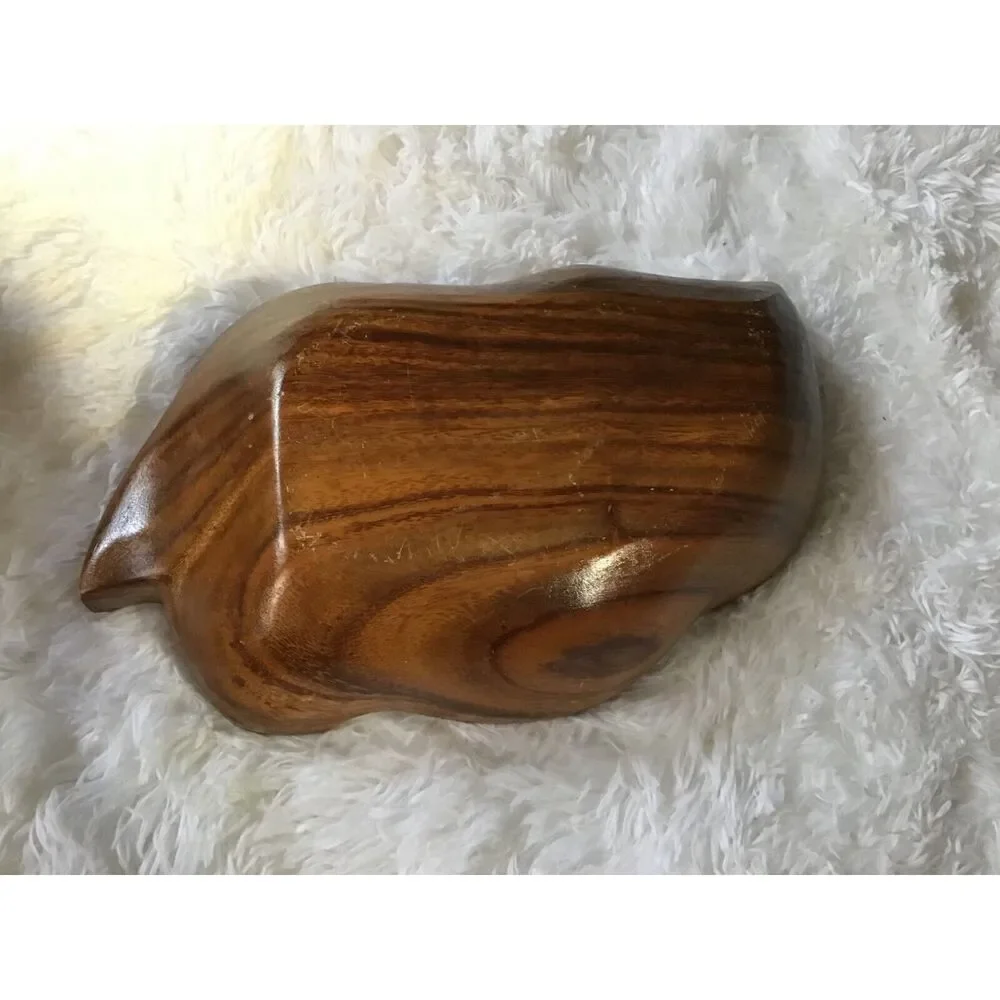 Mid Century Wooden Leaf Salad Bowl Set 5 Pc Vintage Primitive Serving Bowls